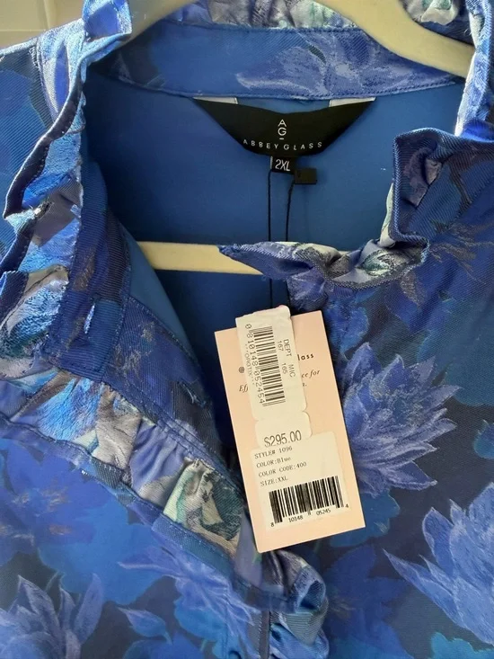 Blue jacquard Floral Tiered Midi Dress - Picture 8 of 11